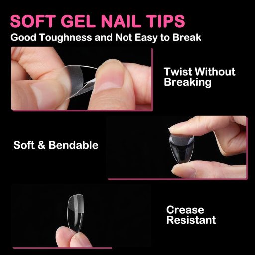 Diboniur Mandula Köröm Tipek 550db Gel Körmökhöz 11 Méret Teljes Fedés