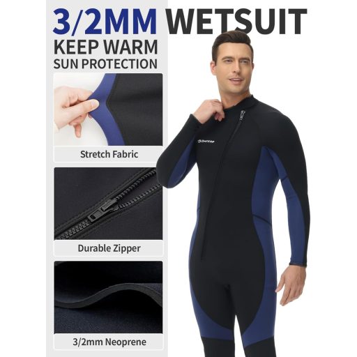 Owntop 3/2 mm neoprén wetsuit elöl cipzárral, nyújtható búvárkodási ruha férfiaknak és nőknek