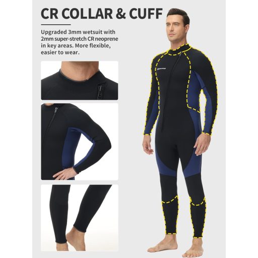 Owntop 3/2 mm neoprén wetsuit elöl cipzárral, nyújtható búvárkodási ruha férfiaknak és nőknek
