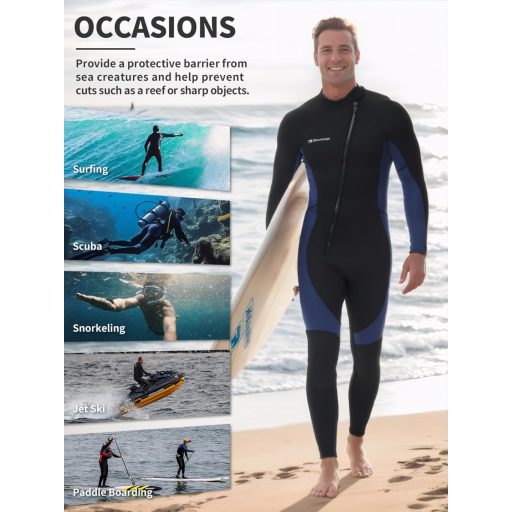 Owntop 3/2 mm neoprén wetsuit elöl cipzárral, nyújtható búvárkodási ruha férfiaknak és nőknek