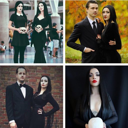 Juziviee dlhá čierna dámska syntetická parochňa na kostým karneval Halloween