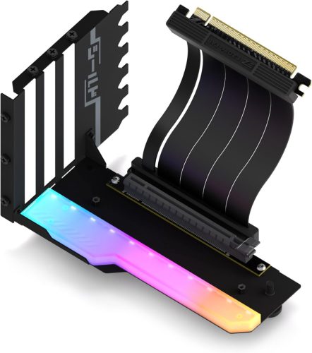 EZDIY-FAB Suport Vertical GPU cu Cablu Riser 4.0, Iluminare ARGB, Lungime 115mm, Conector la 90 de Grade, Pentru Sloturi PCIe Complete, Negru