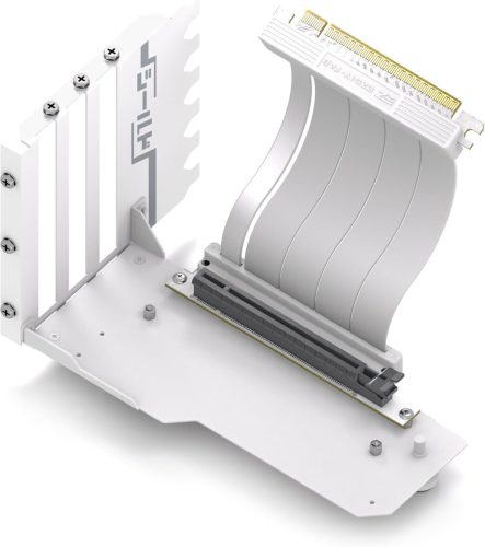EZDIY-FAB Suport Vertical GPU cu Cablu Riser PCIe 4.0 - 115mm Seria White Shield pentru Plăci RTX40 - Pentru Sloturi PCIe Complete