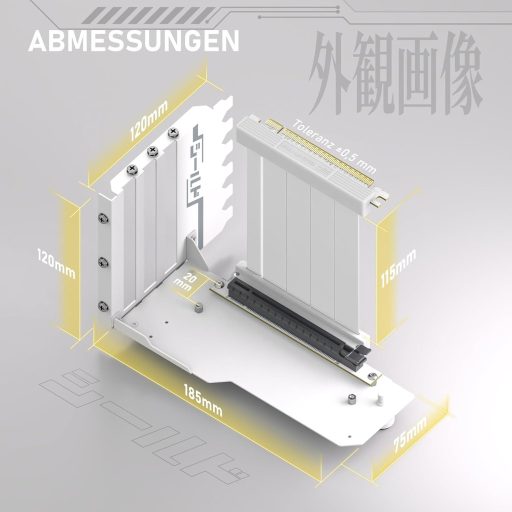 EZDIY-FAB Függőleges GPU Tartó PCIe 4.0 Riser Kábellel - 115mm Fehér Shield Sorozat RTX40 Kártyákhoz - Teljes PCIe Slotokhoz