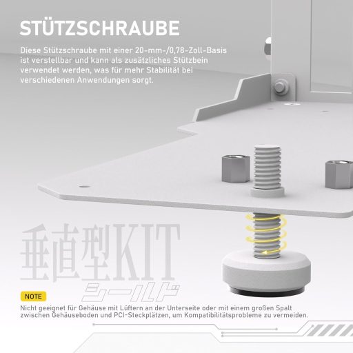EZDIY-FAB Függőleges GPU Tartó PCIe 4.0 Riser Kábellel - 115mm Fehér Shield Sorozat RTX40 Kártyákhoz - Teljes PCIe Slotokhoz