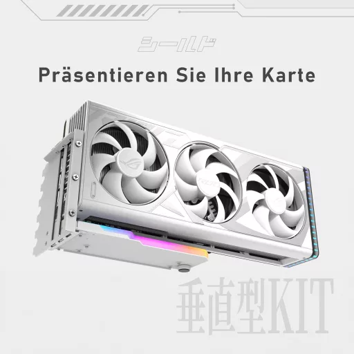 EZDIY-FAB Suport vertical pentru GPU cu modul ARGB și cablu riser PCIe 4.0 - Suport alb de 115 mm pentru placă video, seria RTX40