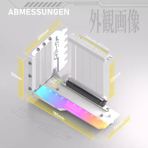 EZDIY-FAB Suport vertical pentru GPU cu modul ARGB și cablu riser PCIe 4.0 - Suport alb de 115 mm pentru placă video, seria RTX40