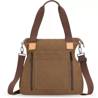   HAWEE női vásárlótáska nagy válltáska cipzárral barna retro utazás munka