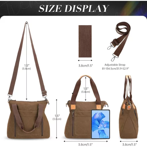 Geantă de damă HAWEE, shopper mare de umăr cu fermoar, maro retro, pentru călătorie/muncă.