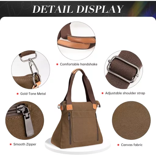 HAWEE női vásárlótáska nagy válltáska cipzárral barna retro utazás munka