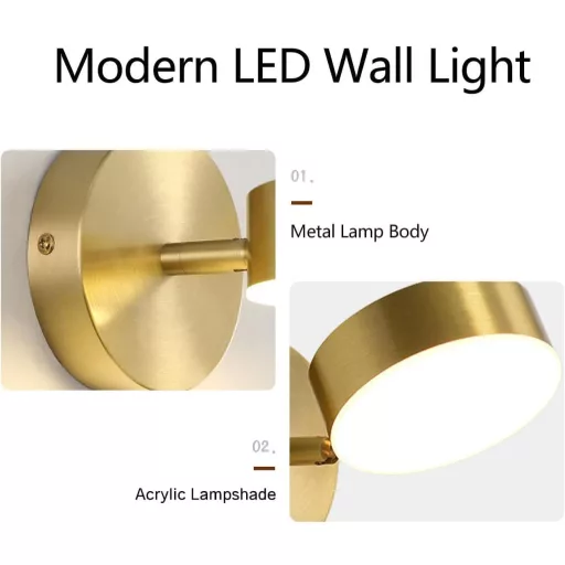 KRUIHAN LED Fali Lámpa 350° Forgó Modern Három Szín Hálószoba Nappali Fürdőszoba