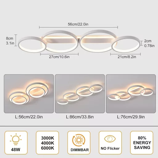 MYCUL LED stropna svjetiljka s mogućnošću prigušivanja, daljinskim upravljačem i upravljanjem putem aplikacije, 48W