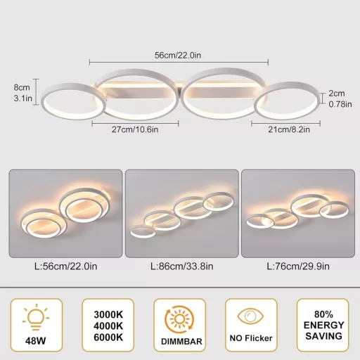 Lampă de plafon LED MYCUL, cu intensitate reglabilă, telecomandă și control prin aplicație, 48W
