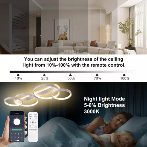 Lampă de plafon LED MYCUL, cu intensitate reglabilă, telecomandă și control prin aplicație, 48W