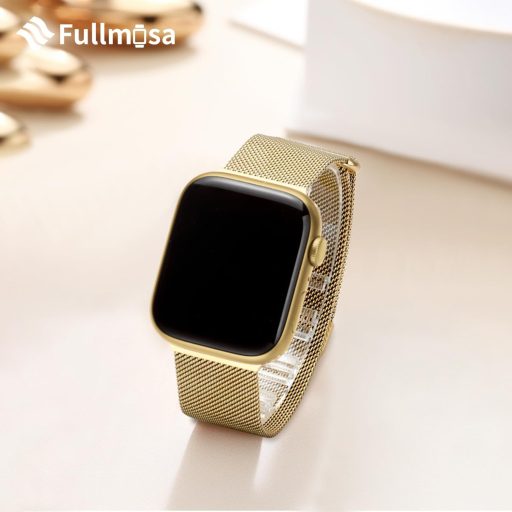 Fullmosa Mágneses Milánói Szíj Apple Watch 38-42mm 40-41mm Kompatibilis - Elegáns Fém Óraszíj Series 1-10, SE, Ultra Modellekhez - Arany