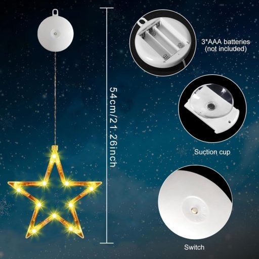 Súprava LED vianočných ozdôb na okno v tvare hviezd Sunshine smile, 4-dielne závesné vianočné osvetlenie
