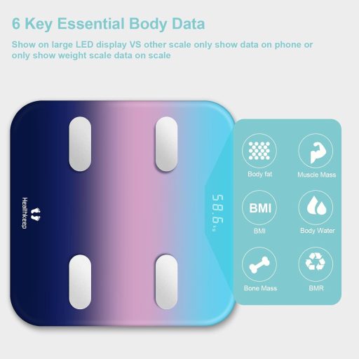 Healthkeep Bluetooth Személyi Mérleg 180kg, LED Kijelzővel iOS Android Apphoz