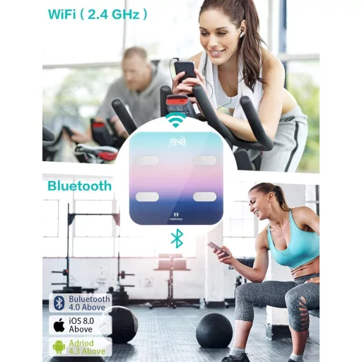 Cântar corporal inteligent Bluetooth Healthkeep 180kg, cu afișaj LED pentru aplicație iOS și Android