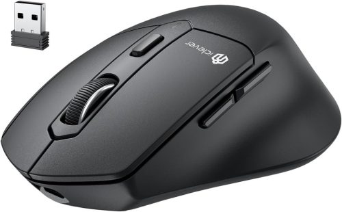 iClever MD360 Ergonomikus Bluetooth Egér - Vezeték Nélküli USB-C Tölthető Egér Jiggler Funkcióval, Csendes Kattintás, 3 Eszköz Csatlakoztatá