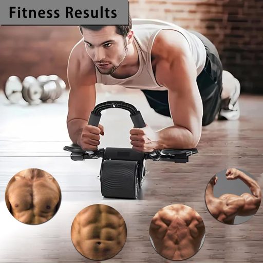 buvyuotu Hasizom Roller Könyöktámogatással és Automatikus Visszarugózással, Hasizom Edzőgép Páros Kerekekkel