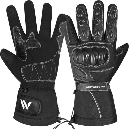 Mănuși de motocicletă din piele WESTWOOD FOX - Tactile, Impermeabile, de Iarnă, Unisex, cu Protecție, pentru Motociclism, ATV și UTV, Mărimea M
