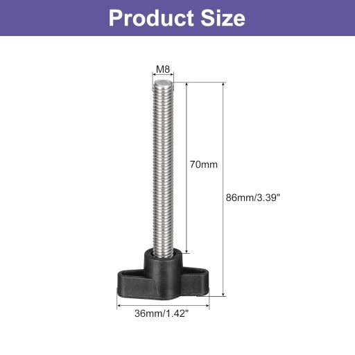 QUARKZMAN 2 bucăți M8x70mm Șurub cu cap în formă de T din oțel inoxidabil, cu strângere manuală pentru schimbare rapidă