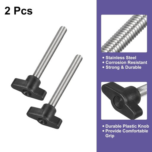 QUARKZMAN 2 bucăți M8x70mm Șurub cu cap în formă de T din oțel inoxidabil, cu strângere manuală pentru schimbare rapidă