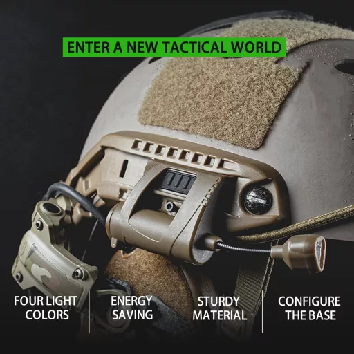 Gunyoo Taktikai Sisak Lámpa 4 Üzemmóddal - Zöld/Piros/Fehér/IR LED Hajlítható Nyakkal - Vadászathoz, Airsoft Játékhoz, Túrázáshoz