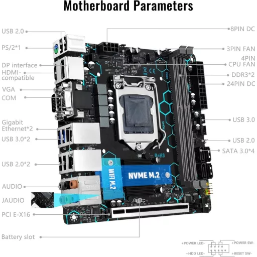 SHANGZHAOYUAN H97 Strong Mini ITX Alaplap LGA 1150 Intel Core i7/i5/i3 DDR3 NVME M.2 SATA VGA/DVI/HDMI WiFi Dual LAN