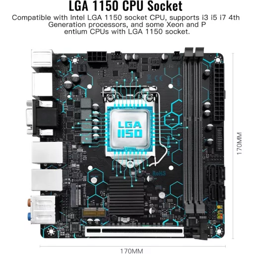 SHANGZHAOYUAN H97 Strong Mini ITX Alaplap LGA 1150 Intel Core i7/i5/i3 DDR3 NVME M.2 SATA VGA/DVI/HDMI WiFi Dual LAN