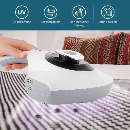 Atkamentesítő UV-C kézi porszívó HEPA szűrővel, allergénszűrés ágyhoz, ruhához