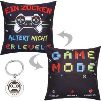   Livdouyu 45x45 cm Gamer Dekorációs Párna 3 Zsebbel és Kulcstartóval