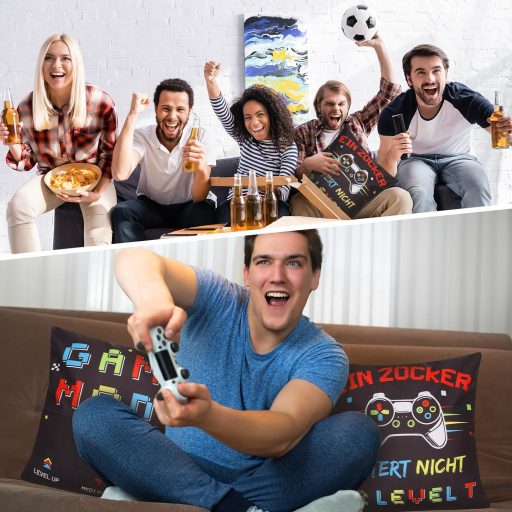 Livdouyu 45x45 cm Gamer Dekorációs Párna 3 Zsebbel és Kulcstartóval