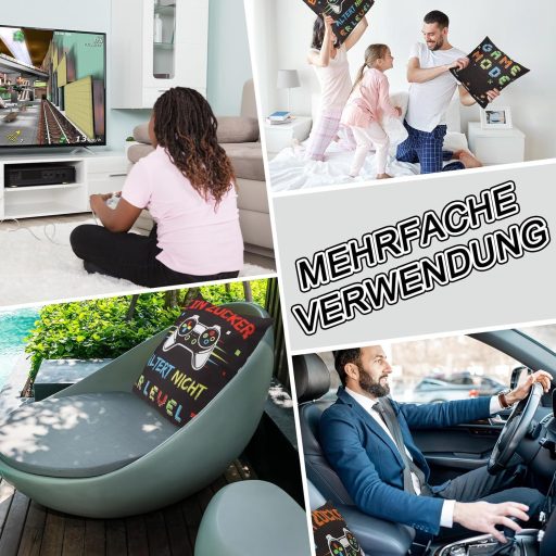 Pernă decorativă Gamer Livdouyu 45x45 cm cu 3 buzunare și breloc