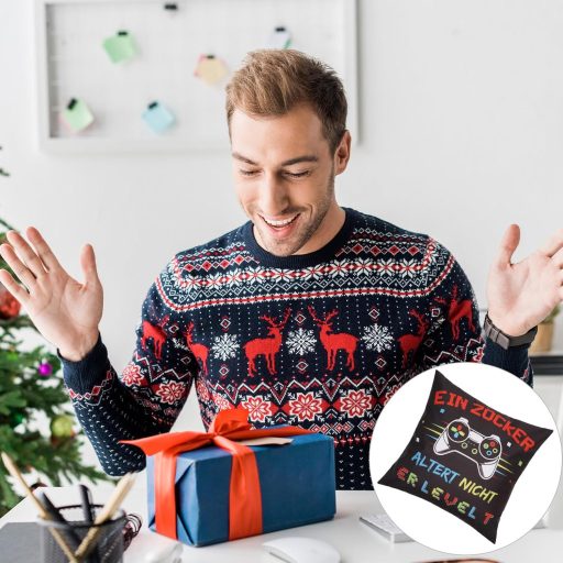 Pernă decorativă Gamer Livdouyu 45x45 cm cu 3 buzunare și breloc