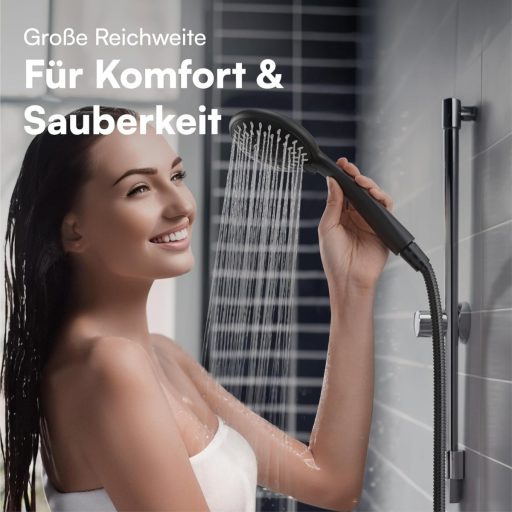 H&S sprchová hlavica, 5 funkcií, silikónové trysky, čierna, úsporná prevádzka