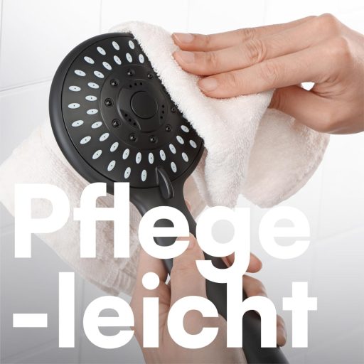 H&S sprchová hlavica, 5 funkcií, silikónové trysky, čierna, úsporná prevádzka