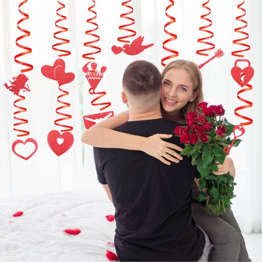 PEUTIER Valentinovo set visećih ukrasa, 11 komada crvenih spiralnih srca