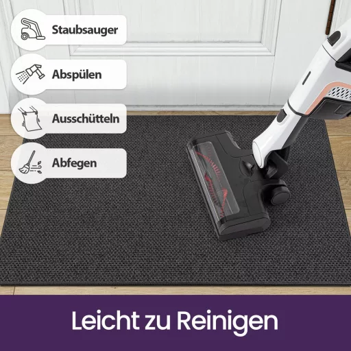 Covoraș de interior DEXI, 44x75 cm, antiderapant, absorbant de murdărie, preș lavabil pentru intrare, gri închis