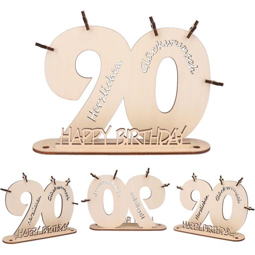 ENLACE Drvena knjiga gostiju za 90. rođendan, dekoracija sa stalkom i drvenim zvijezdama