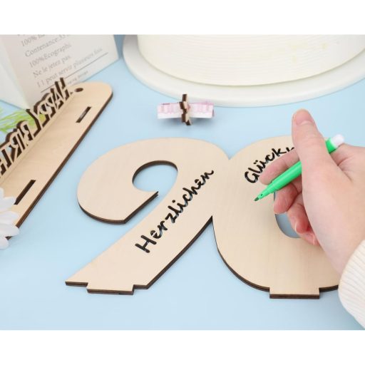 ENLACE Drvena knjiga gostiju za 90. rođendan, dekoracija sa stalkom i drvenim zvijezdama