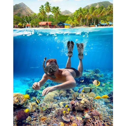 Zenoplige 3 az 1-ben snorkel szett felnőtteknek, páramentes maszk, száraz légzőcső és úszólábak