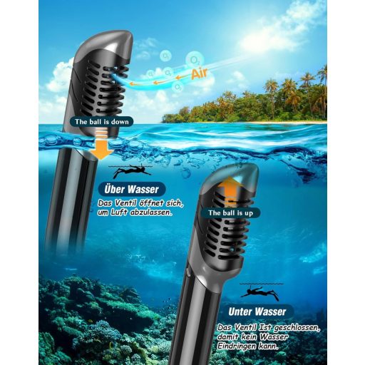 Set de snorkeling 3 în 1 Zenoplige pentru adulți, mască anti-aburire, tub de respirat uscat și labe de înot