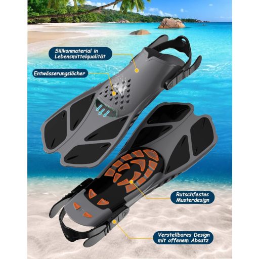 Set de snorkeling 3 în 1 Zenoplige pentru adulți, mască anti-aburire, tub de respirat uscat și labe de înot