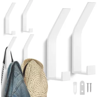   Kssvzz set od 6 bijelih skrivenih zidnih vješalica za kupaonicu i spavaću sobu