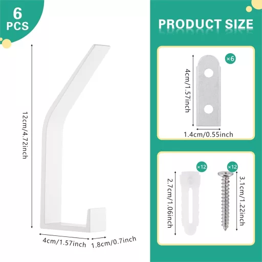 Kssvzz 6 darabos fehér rejtett fali ruhaakasztó szett fürdőszobához és hálóhoz