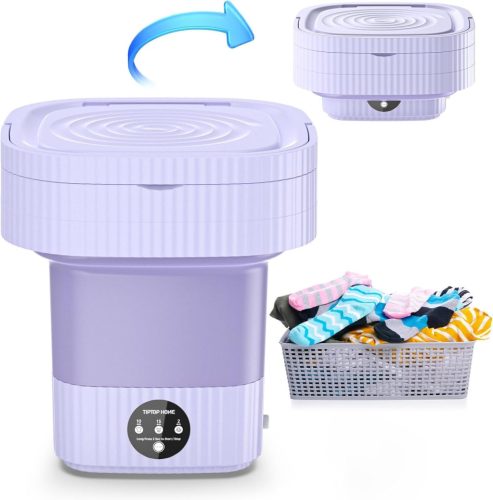 Mini mașină de spălat pliabilă Bubbacare 10L - Vas portabil de spălat pentru haine de bebeluși, lenjerie intimă - Mașină de spălat compactă pentru camping, rulotă - Li