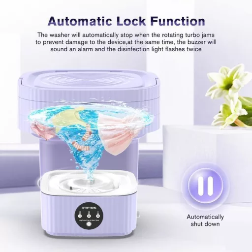 Mini mașină de spălat pliabilă Bubbacare 10L - Vas portabil de spălat pentru haine de bebeluși, lenjerie intimă - Mașină de spălat compactă pentru camping, rulotă - Li