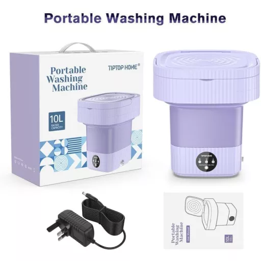 Mini mașină de spălat pliabilă Bubbacare 10L - Vas portabil de spălat pentru haine de bebeluși, lenjerie intimă - Mașină de spălat compactă pentru camping, rulotă - Li
