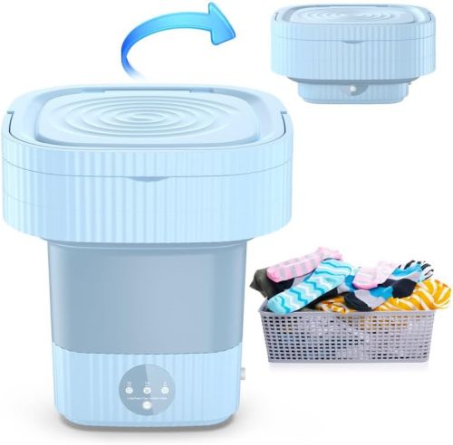 Bubbacare Összehajtható Mini Mosógép 10L - Hordozható Kompakt Mosóeszköz Fehérneműhöz, Bébi Ruhákhoz - Energiatakarékos Érintőképernyős Kemp